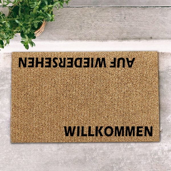 Willkommen Auf Wiedersehen German Welcome Home Doormat, willkommen fußmatte, Personalized New Home Gift, Christmas Gift, Birthday Gift, Pin