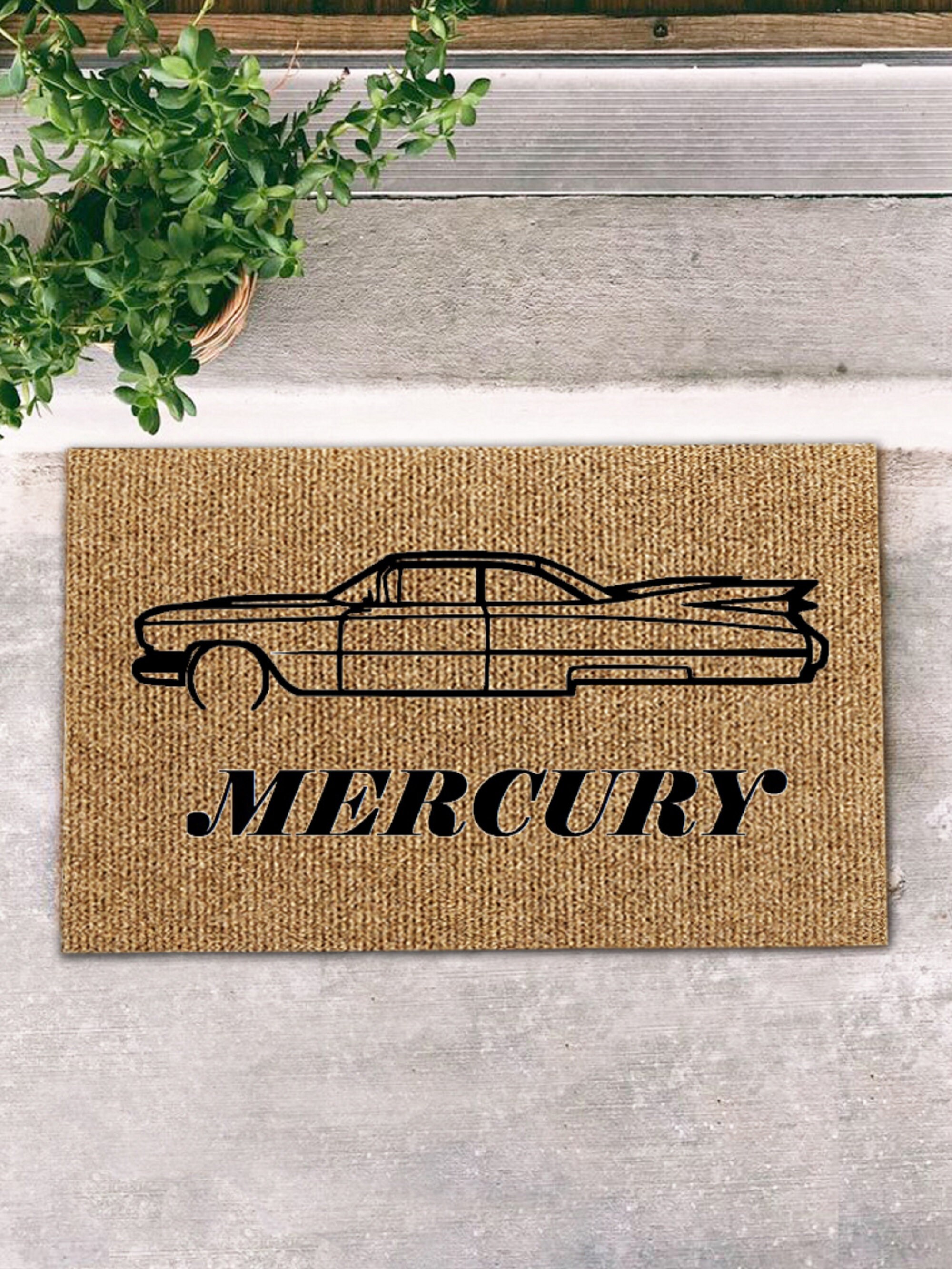 Felpudo de coches de mercurio, alfombra de mercurio, signo de energía de mercurio, decoración de garaje de Mancave, camisa de mercurio, sombrero, decoración de regalo de garaje de coche vintage, mercurio Svg