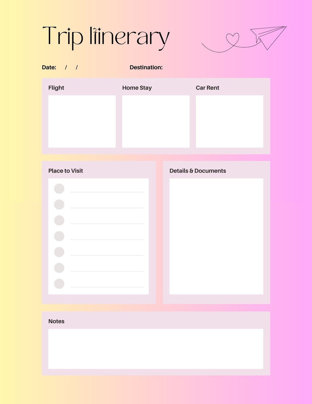 Trip Itinerary Trip Itinerary Template Girls Trip Itinerary Etsy