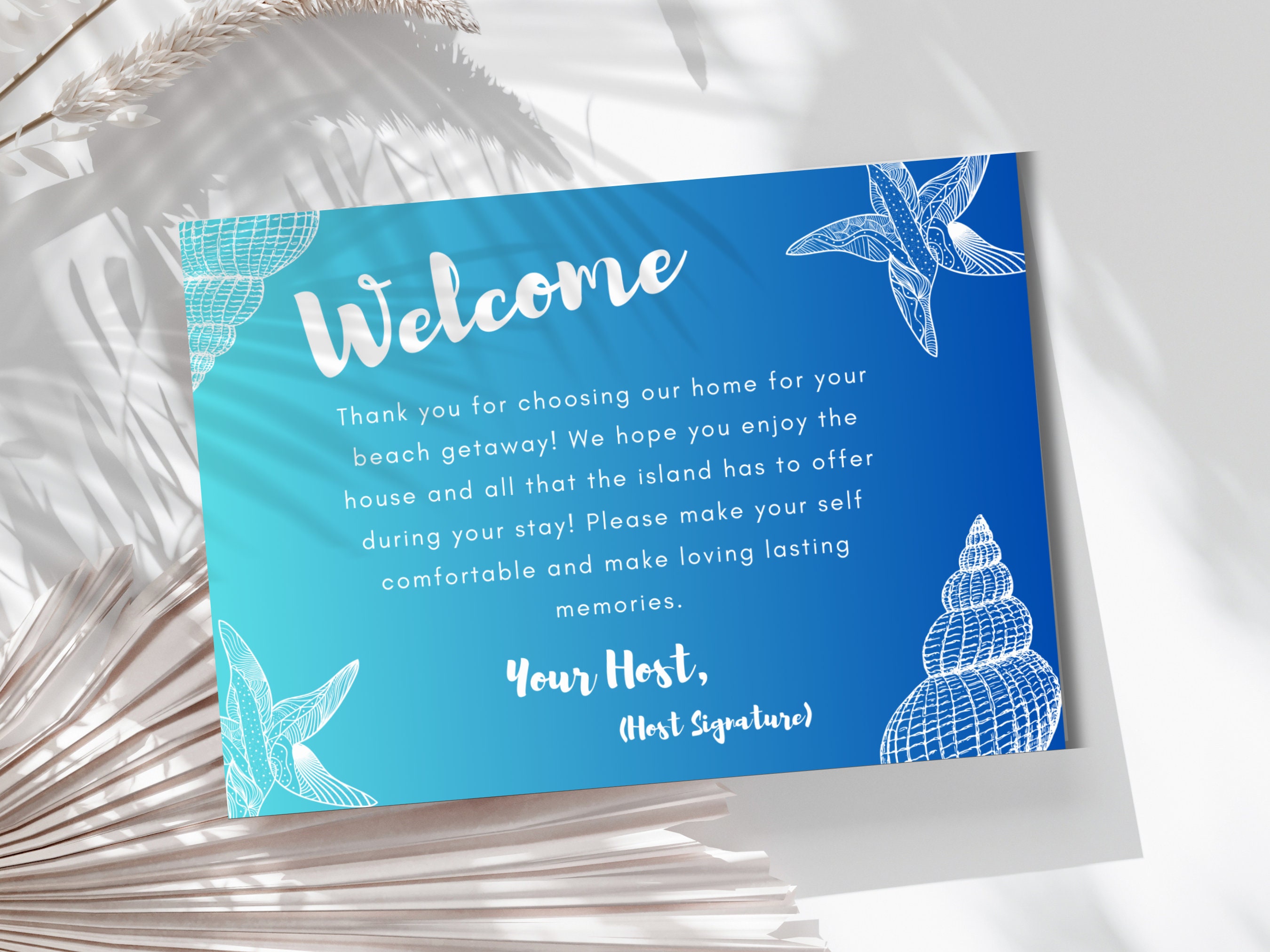 Airbnb Welcome Card - Personalized Greeting, Host Essentials, Perfect for Vacation Rental Guests, Beach Welcome Card