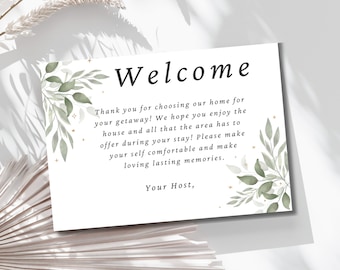 Airbnb Welcome Card - Charming Personalized Greeting, Host Essentials, Perfect for Vacation Rental Guests, Simple Modern Design, Thank you