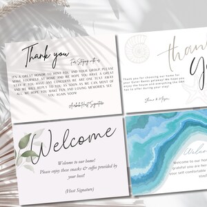 Pacote de cartão de boas-vindas do Airbnb - Saudação personalizada, itens essenciais para o anfitrião, perfeito para hóspedes de aluguel de férias, cesta de lanches, cartão de agradecimento