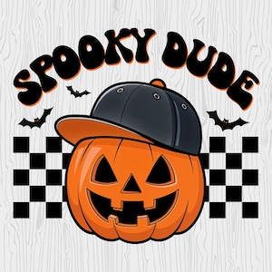 Spooky Dude Pumpkin Face Halloween Boy Kid Printable Clip Art, Kids Halloween png, Fall png, Kids Sublimation, Jack-o-Lantern Face Halloween