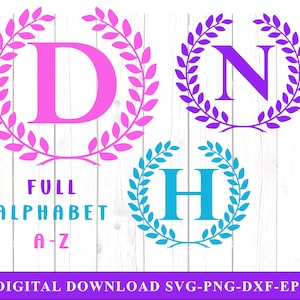 Lot de polices monogramme Svg, monogramme lettres Svg, Svg monogramme, alphabet polices monogramme, fichiers Svg monogramme, fichier de coupe pour Cricut, couronne SVG