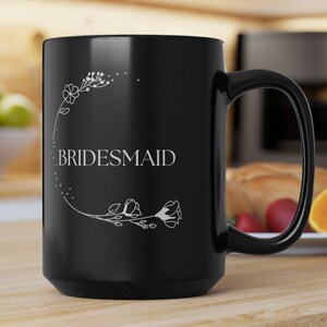 ZWARTE bruidsmeisje hemelse bloemen mok, bruidsmeisje mok, bruids partij mok, bruidsmeisje cadeau, bruidsmeisje voorstel, bruids douche cadeau