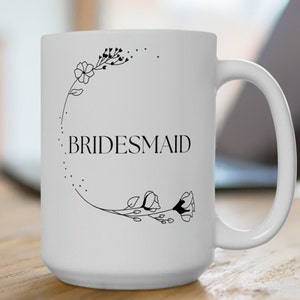WITTE bruidsmeisje hemelse bloemenmok, bruidsmeisje mok, bruidsfeestmok, bruidsmeisje cadeau, bruidsmeisje voorstel, bruidsdouche cadeau