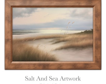 Sandy Beach Serenity Oil Painting - Downloadable Digital Art - Home Decor Wall Print