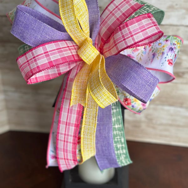 Pastel Floral Spring Bow, Easter Farmhouse Decor