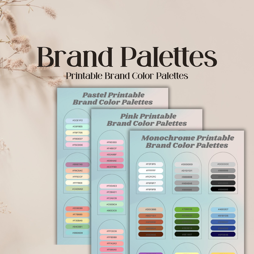 Brand Color Palettes Printable Brand Palette Brand Kit - Etsy