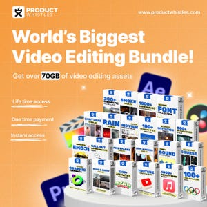 Ultimate Video Editing Bundle – 100GB+ Transitions, LUTs, Overlays, Fonts, AE Plugins, Music, SFX & Course | 19 Lifetime Access