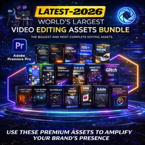 Premiere Pro Video Editing Assets Bundle: 4000+ Transitions, Titles, LUTs, Overlays (Digital Download)