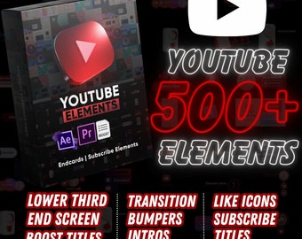 500+ YouTube Elements Bundle: Transitions, Titles, End Screens