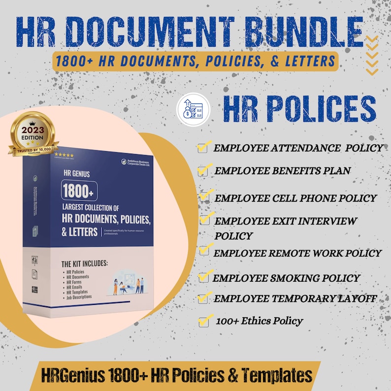 Buy 1800 HR Policies & Template Bundle HR Document Bundle 1800 HR
