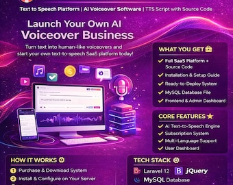 AI-Stimme-Generator-Saas | Text to Speech-Platform | KI-Voiceover-Programme | TTs Script mit Quelltext | Sprach-KI-Business