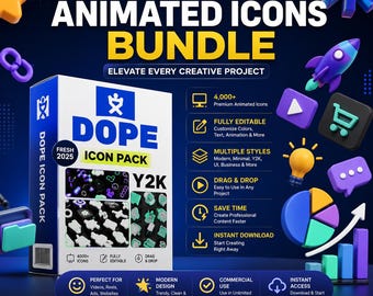 4000+ Animated Icons Bundle | Editable Motion Graphics Icons | After Effects, Premiere Pro, Blender, Photoshop & Illustrator