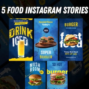 5 Instagram Stories Bundle, Food Instagram Stories, Instagram stories