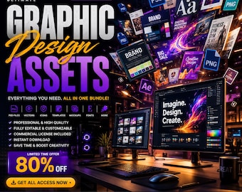 Grafisk designpaket | PSD PNG SVG AI EPS-mallar | Paket för sociala medier | Mega Creative Assets Collection