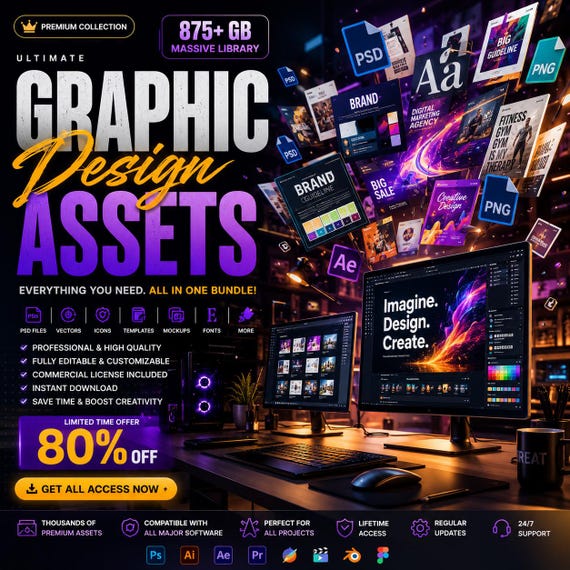 Graphic Design Bundle | Psd Png SVG AI EPS Templates | Social Media Pack | Mega Creative Assets Collection