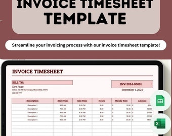 Editable Invoice Timesheet Template: Excel & Google Sheets