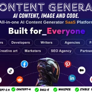 AI Content Generator, OpenAI - ChatGPT - AI Writing Assistant and Content Creator, AI content Generator, Ai Code Generator, Ai Images