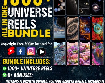 Paquete de 1000 Universe Reels / Paquete Mega Universe Reels Planet Reels, Cosmic Reels, Space Reels, Galaxy Reels, Instagram Reels Bundle.