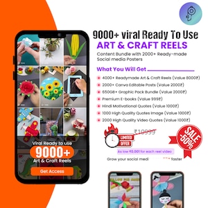 Art & Craft Reels Bundle | 9000+ Art and Craft reels | Art Craft Reels Bundle All-in-One |TikTok, IG, Viral Videos, Instagram Reels