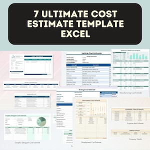 Cost Estimate Excel Template Bundle, spreadsheet template excel, excel template for small business, business Excel template, excel template