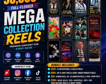 Mega Reels Bundle | Ready-to-Post Instagram, TikTok & YouTube Shorts Videos | Viral Content Creator Bundle