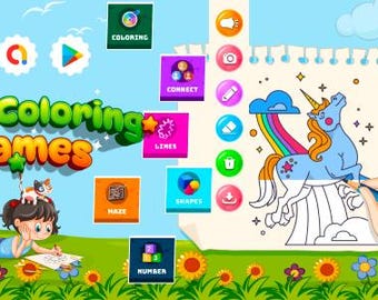 Kids Coloring Book App Template: Android Game Source Code (AdMob Monetization, 200+ Levels