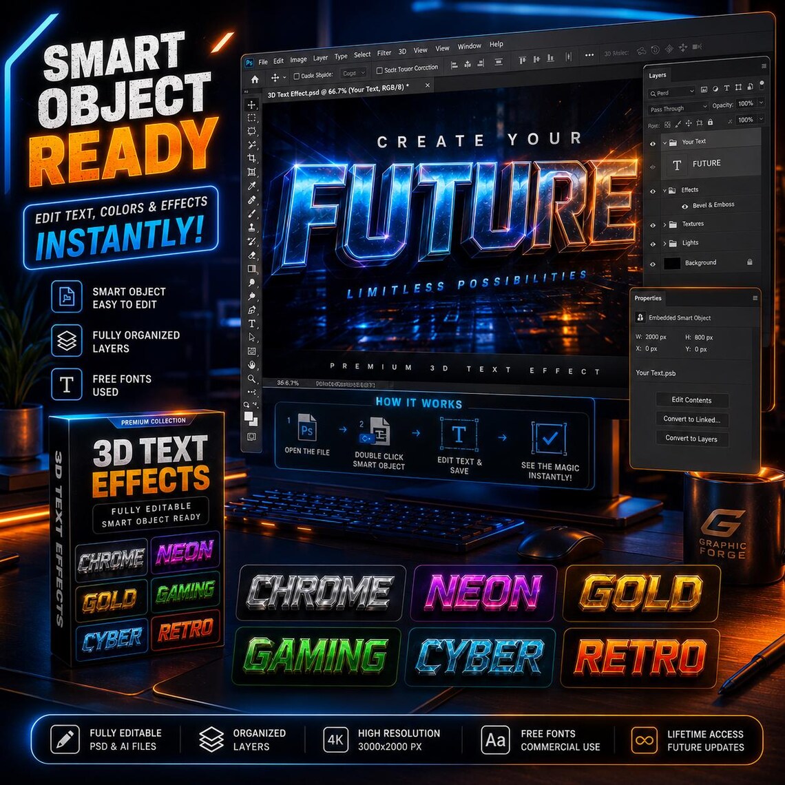 500+ 3D Editable Text Effects Bundle | Photoshop & Illustrator Text ...