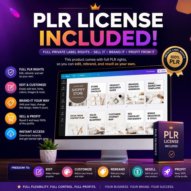 Canva PLR eBooks Bundle | Editable Digital Products | AI, Shopify, ChatGPT & Marketing Guides | Resell Rights Included image 4