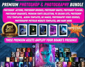 Paquete completo de Photoshop y fotografía: complementos, pinceles y formas