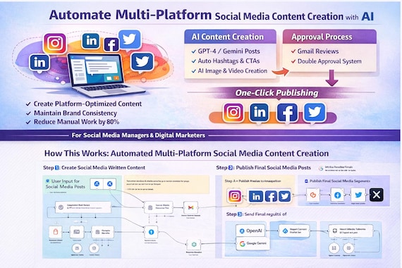 AI Social Media Automation Workflow | Multi-Platform Content Generator | Instagram Facebook LinkedIn Twitter AI Posting System |n8n Workflow