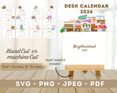 Scenery Neighbourhood 2026 Desk Calendar | Printable Desk Calendar SVG PNG PDF | Cricut Cut File | Instant Download