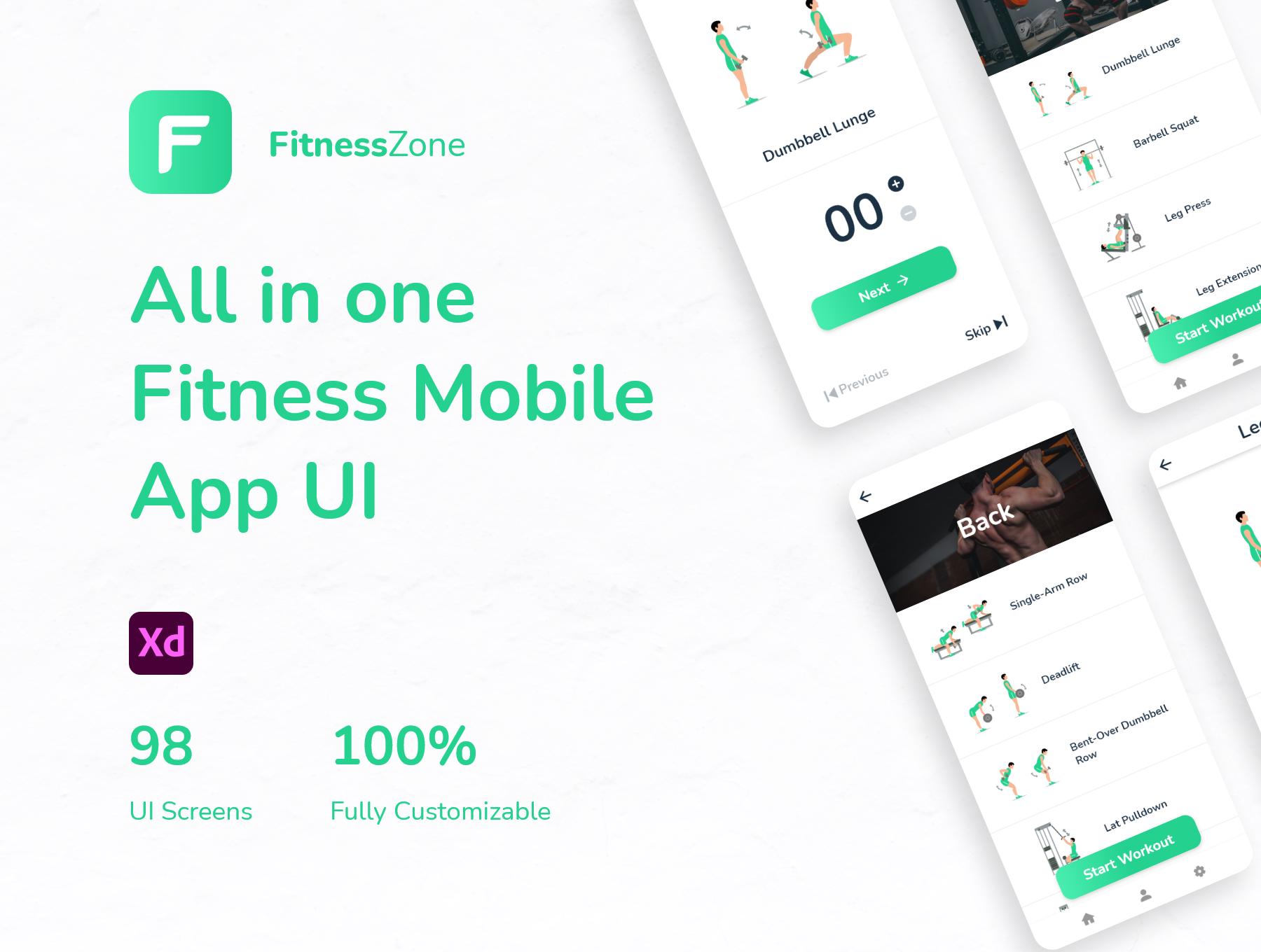Fitness Zone Mobile App UI Kit: ui design, Fitness App UI design, UI design for fitness App, ui kit, Fitness App, Ui kit for Fitness App