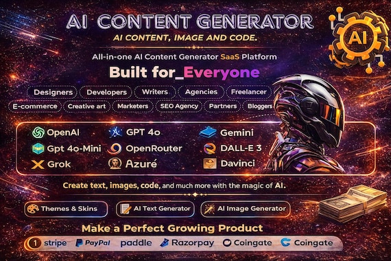 All-in-One AI Content Generator | Text, Image, Video, Voice, Chat & Code Tools | GPT-4, Claude, Gemini, Dall-E, Stable Diffusion