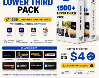 Animated Lower Thirds Bundle | Premiere Pro, After Effects and DaVinci Resolve | Video Overlays & Motion Graphics, Animated Name Tags