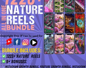 Paquete Nature Reels / Más de 1223 Nature Reels / Paquete Mega Nature Reels / Nature Reels para Instagram, Tiktok, Facebook.
