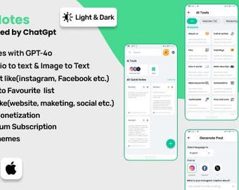 AI Notes Flutter App: GPT-3.5 & GPT-4o, AdMob, Abonnement (Vollständiger Anwendungsquellcode)