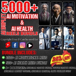 5000 AI Motivation and AI Health Reels, Social Media shorts, Viral content, High-quality reels, AI Health Educational Reels, Ai Motivational