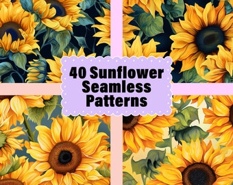 Sunflower Seamless, 40 Sunflower Seamless Designs, Sunflower Patterns Created for Sunflower Lovers to Create Amazing Works