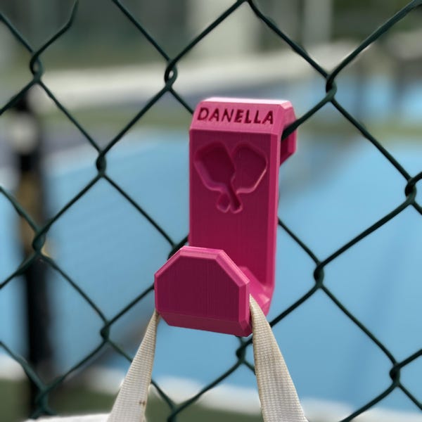 UV & Heat Resistant Pickleball Bag Hook With A Pickleball Paddle Design Easy attachment to the fence with YOUR NAME