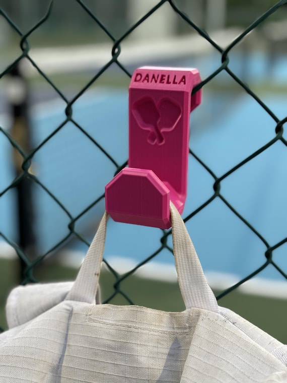 UV & Heat Resistant Pickleball Bag Hook With A Pickleball Paddle Design Easy attachment to the fence with YOUR NAME