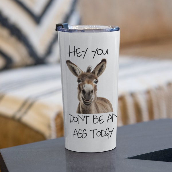 Farm Animal Print Donkey Tumbler, Gift for Animal Lover, Western 20 0z Sublimation Coffee Travel Mug, Barnyard Animals, Funny I don't Give A