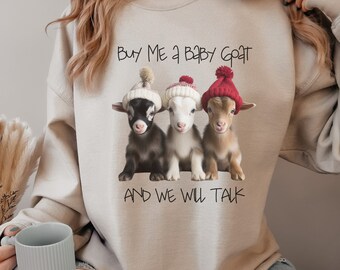 Baby Goat Sweater, Cute Christmas Goat Shirt, Farm Animal Lovers, Goat Lover Shirt Gift for Her, Funny Goat Hoodie, Farmer Girl Tshirt Funny