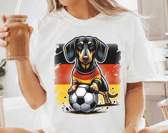 Soccer Dachshund Comfort Colors T-Shirt, Germany Wiener Dog