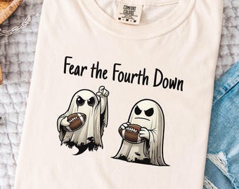 Cute Ghost Football Tshirt Comfort Colors®, Funny Sports Shirts, Football Fan Gifts, Cute Halloween gift for Dad, Vintage Spooky Ghost Tee