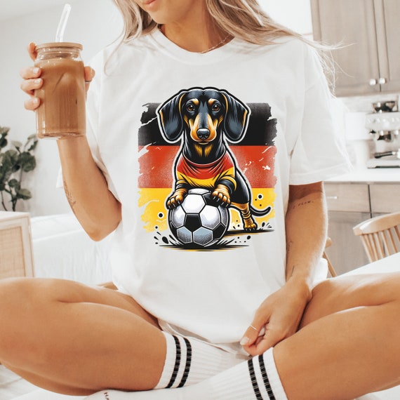 Cute Soccer Dachshund Comfort Colours T Shirt Gift for Football Lover Distressed Soccer Wiener Dog Shirt Germany T-Shirt for Animal Lover