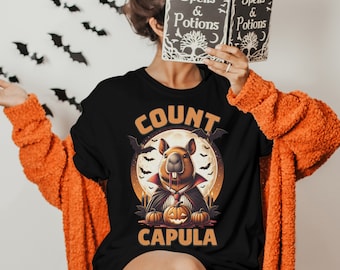 Funny Capybara T Shirt Silly Shirts for Halloween Costume Vampire Rodent Holiday Party Tee Guinea Pig Couples Matching Autumn Fall T-Shirt