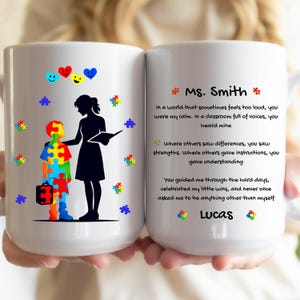Spezielle Bildung Dankeschön Tasse, Autismus Lehrer Wertschätzung Tasse, personalisiertes Geschenk vom Schüler, Autismus Bewusstsein Affirmationen Kaffeetasse